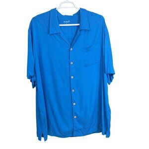 KS Island Shirt Mens 3XL Blue Button-Up Short Sleeve Lightweight Big Fit Casual